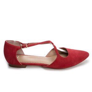 ANTHROPOLOGIE red Carolina Cross-strap Flats size 9